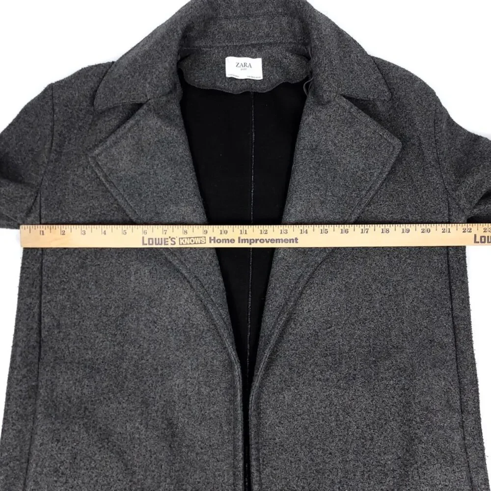 ZARA Minimal Long Oversized Open Front Blanket Coat Old Money Gray Mens Small